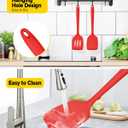 Pack of 2 Silicone Spatula Turners, Non Stick Slotted Kitchen Spatula Set, Heat Resistant BPA Free Kitchen Utensils, One-Piece Design, Suitable for Flipping Fish, Eggs, Steak, Pancakes (RED)