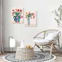 Framed Floral Canvas Wall Art Modern Floral Painting Poster Gallery Style Print Picture Living Room/Bedroom Wall Decoration Size 24x16 Inches X 3. Ready To Hang.