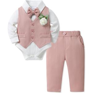 SANMIO Baby Boy Easter Outfit 0-18M Baby Boys Suit 4pcs Baby Boy Dress Clothes Infant Tuxedo Sets