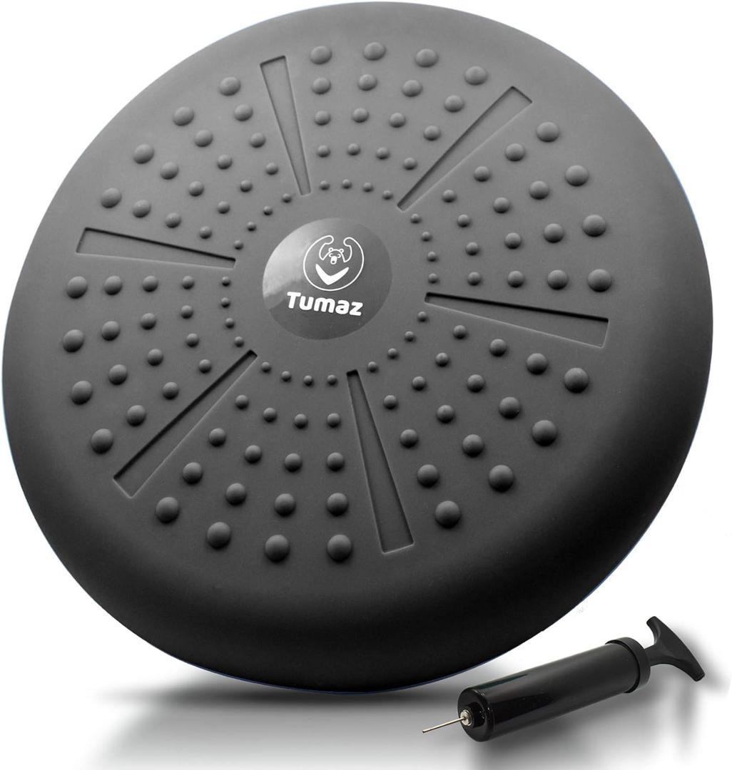 Tumaz Wobble Cushion - Wiggle Seat to Improve Sitting Posture & Stay Focused for Sensory Kids, Balance Disc to Core Strength & Flexible Seating [Extra Thick Balance Board, Pump Included Wobble Board], 13 inches