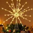 Meonum 14.5in Christmas Tree Topper with LED Light - 19 of 76 Lights Twinkle, Christmas Star Tree Topper for Holiday Decor, Universal Size, Lightweight and Easy to Install(Golden, 14.5inch)