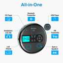 MEGATEK CP27BR Portable CD Player Bluetooth for Car with FM Transmitter, USB, AUX, LCD Display, Anti-Skip, Stereo Speakers, Headphones & Rechargeable Battery Black