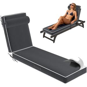 Chaise Lounge Cushions Outdoor 80x26x4 Inch, Patio Lounge Chair Cushions w/High Density Foam, 4 Inch Pool Lounger Cushion w/Removable Cover Handles, Fits Poolside Patio Outdoor Furniture