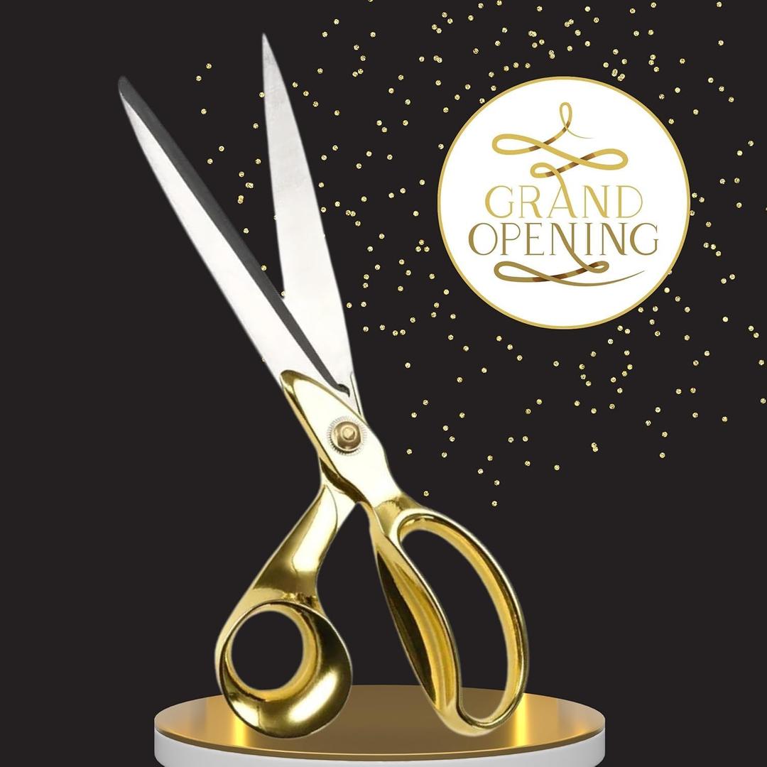 11 Inch Gold Scissors for Grand Opening  Heavy Duty Gold Ribbon Cutting Scissors for Special Events Inaugurations Ceremonies Sharp Stainless Steel Shears Best Shears for All Purposes