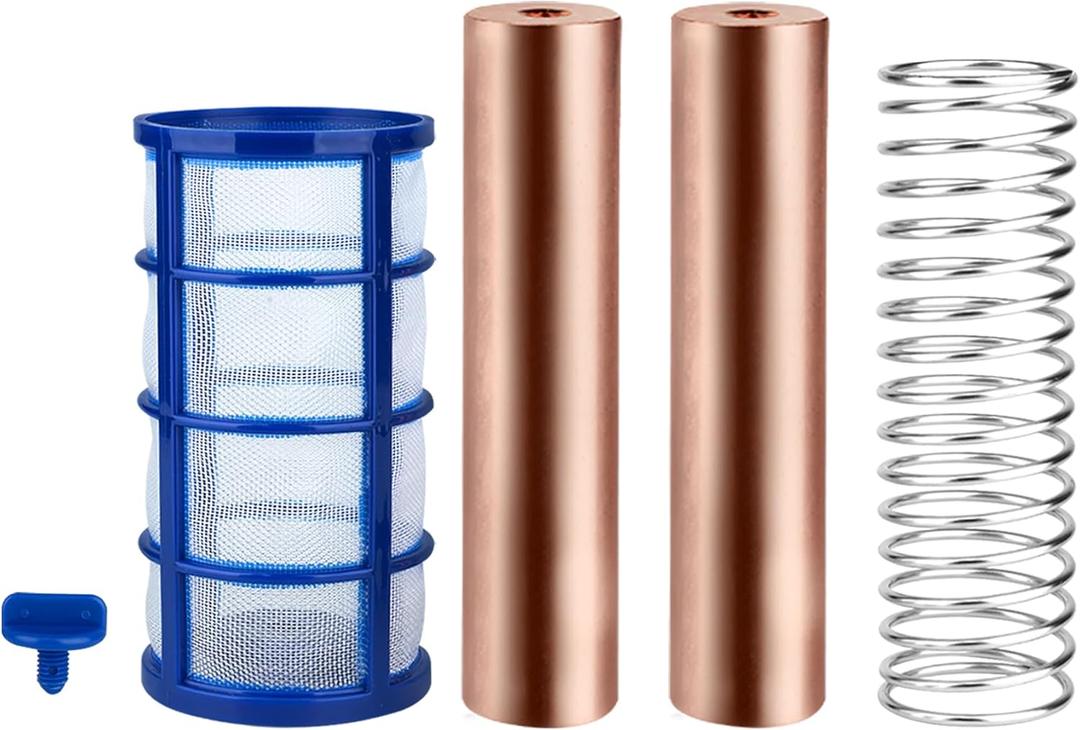 Copper Anode Replacement Kit, 4.13 x 0.81 Inch Thickened Copper Rod 2PCS, Includes Coil Spring, Threaded Basket and Wing Screws, Easy to Install