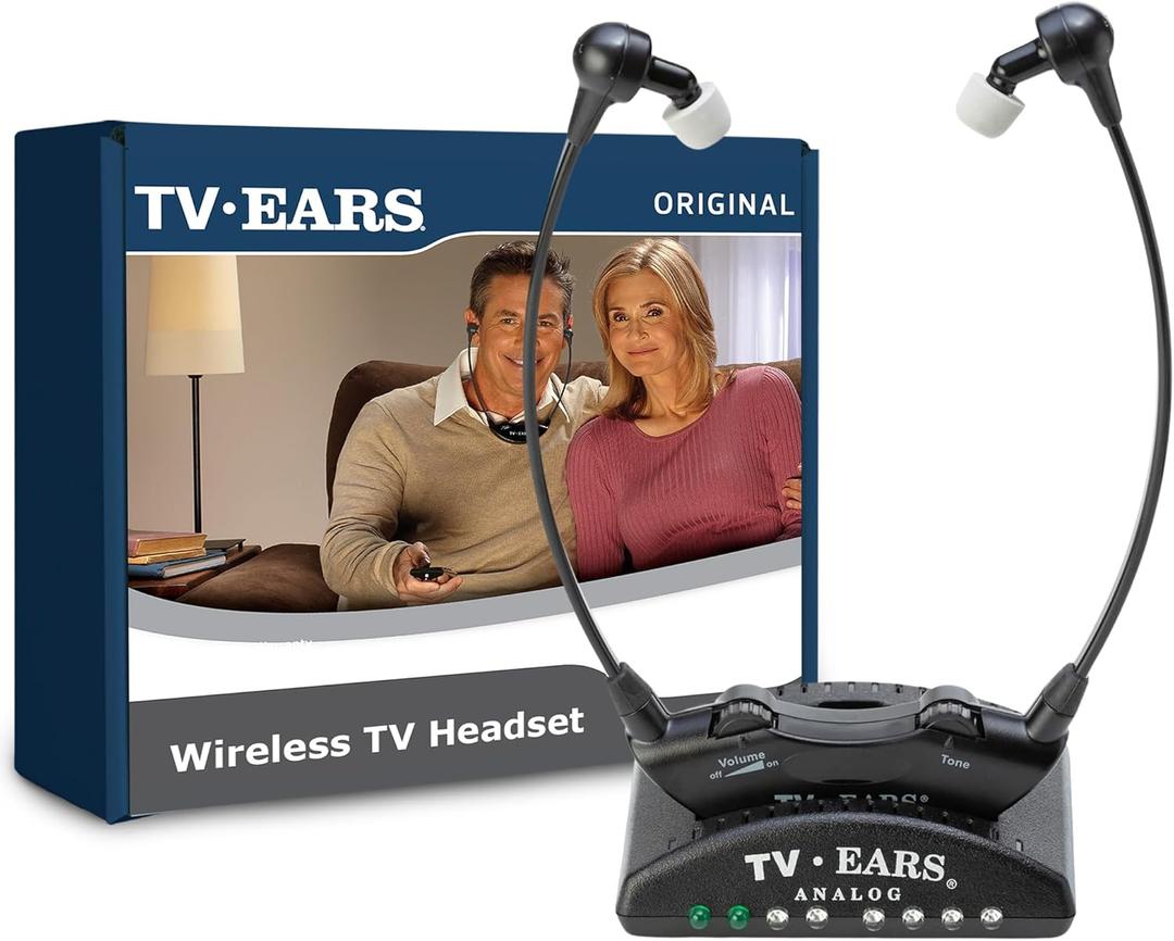 TV Ears Original Wireless Headsets System, TV Hearing Aid Devices works best with Analog TV's, Hearing Assistance, TV Listening Headphones for Seniors and Hard of Hearing. Voice Clarifying, Doctor Recommended - 11641, Black