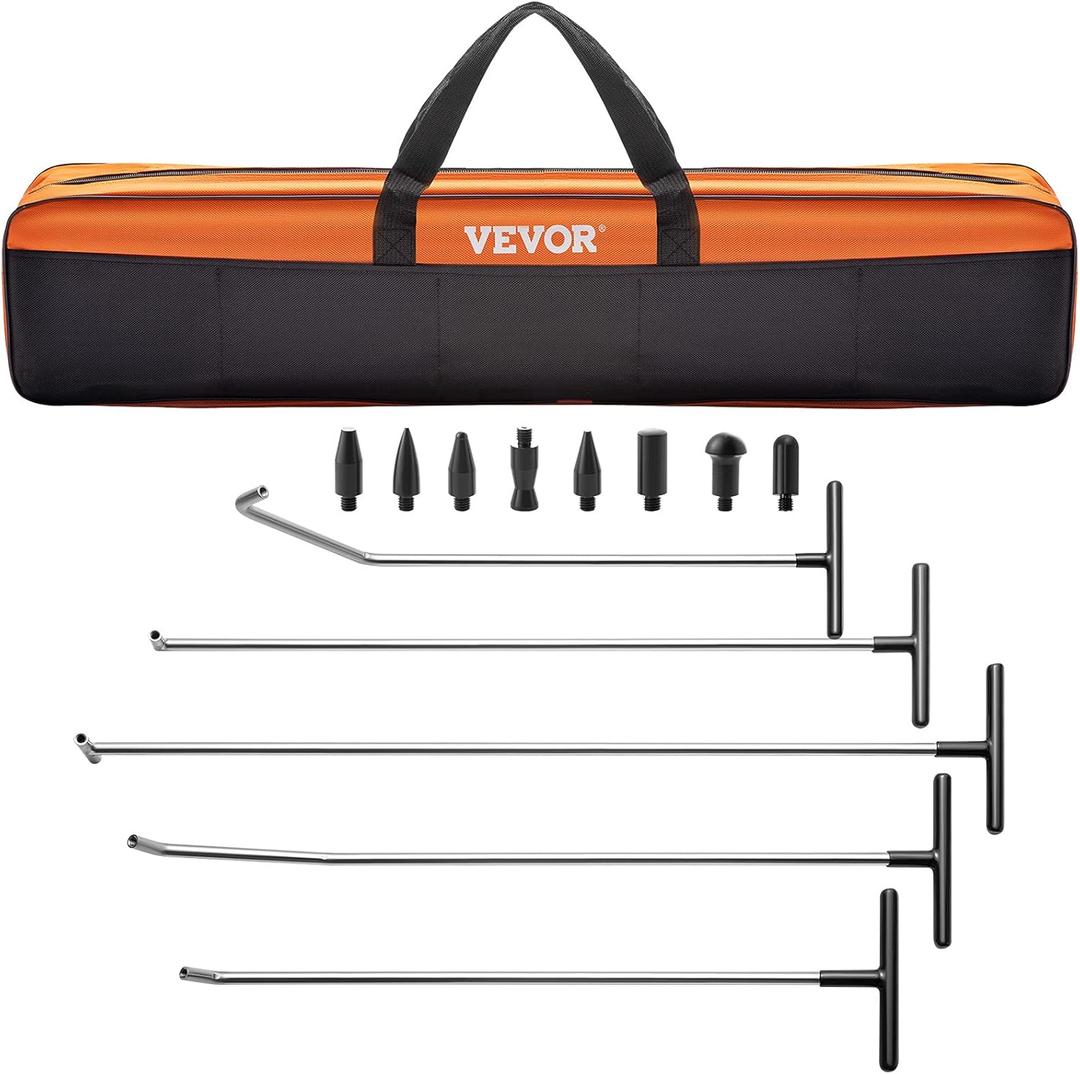 VEVOR Rods Dent Removal Kit, 13 Pcs Paintless Dent Repair Rods, Stainless Steel Dent Rods, Whale Tail Dent Repair Tools, Professional Hail Dent Removal Tool For Minor Dents, Door Dings And Hail Damage