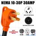 Xuhal 20 ft NEMA 10-30P to 14-50R EV Charger Adapter Cord 3 Prong Old Dryer Outlet to Level 2 EV Charging Power Cord with Handle (Only for 3 Prong L-Shaped Old Dryer NEMA 10-30R Outlet) ETL Listed