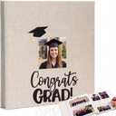 Fumete Beige Class of 2026 Graduation Album Self Adhesive Photo Scrapbook 40 Pages 11.5 x 10.5 Inch Linen Memory Book with Cover Display Window DIY Album for School College Graduate Party Gift