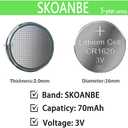 2 x SKOANBE 12 Pack CR1620 3V Lithium Battery for Car Remote Key Fob