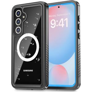 Oterkin Waterproof Case for Samsung Galaxy S24 FE Case Compatible with MagSafe,Full Body Protection Phone Case with Built-in HD Screen and Lens Protector 12FT Military Rugged Case (Blue)