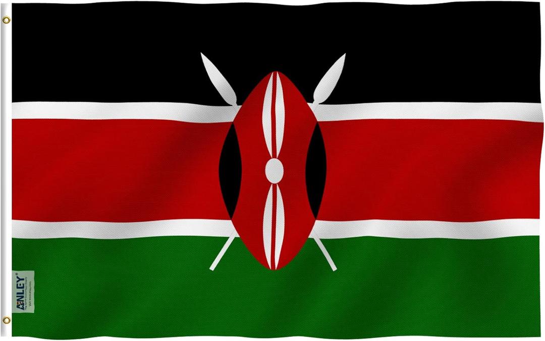 ANLEY Fly Breeze 3x5 Feet Kenya Flag - Vivid Color and Fade Proof - Canvas Header and Double Stitched - Republic of Kenya Flags Polyester with Brass Grommets 3 X 5 Ft