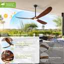 Haipeel 72 Inch Outdoor Ceiling Fans with Lights, Wood Ceiling Fan with Light and Remote Control Propeller Modern Large Ceiling Fans for Patios Farmhouse Indoor Quiet High cfm ETL, Dark Walnut