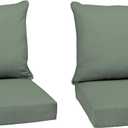 Arden earthFIBER Outdoor Deep Seat Cushion Set (2-Pack), 24 in x 24 in, Weather-Proof, Rain-Proof, Fade Resistant Patio Cushion for Chair, Sofa, and Couch Sage Green Texture