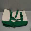TOPDesign 1-Pack Canvas Tote Bag with an External Pocket, Reusable Grocery Shopping Bag, Top Zipper Closure, Daily Essentials (Green/Natural)
