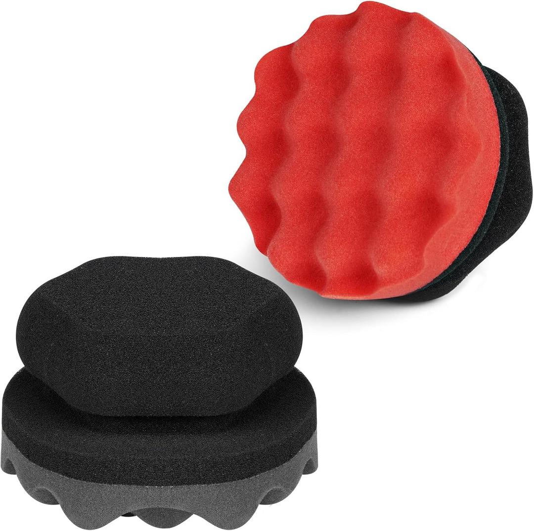 2 Pack Large Tire Shine Applicator Pad, Tire Hex Grip Applicator, Tire Shine Car Detailing Foam Sponge Tool, Reusable Car Cleaning Supplies After Car Wash Tire Cleaner for Applying Tire Shine (Red and Gray)