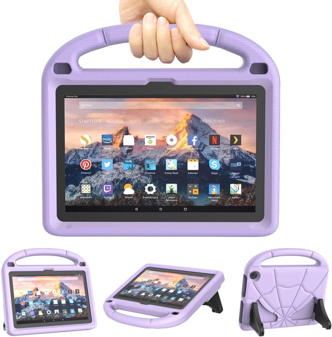 8in Tablet Case for Kids, Not Fit iPad TCL 8inch Tablets -Patamiyar Lightweight Shockproof Case with Handle Stand -Light Purple