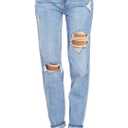 Blue Cuffed Ripped Denim Boyfriend Jeans
, Small