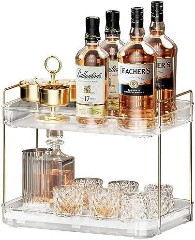 Seoneiro Whiskey Tray, Glass Cup Rack, Mug Holder, Coffee Cup Organizer, Bathroom Countertop Organizer with Drain Board Wine Glass Decorative, Food Tray, Kitchen Spice Rack