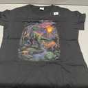 Vintage Dinosaur 90s T Rex and Triceratops Volcano Nature T-Shirt, L