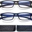 EYEURL 2-Pack Reading Glasses for Women Men Neck Hanging Blue Light Blocking Glasses With Spring Hinge Computer Readers, 0.75x