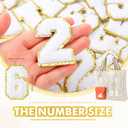 Yilloog 40 Pieces Number Patches Self Adhesive Chenille Patches 0-9 Glitter Chenille Number Appliques Stickers for DIY Clothing Jacket Mobile Phone Backpacks Hat(White,2.17 in,Phnom Penh)