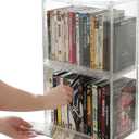 Beveetio Acrylic 2-Pack DVD Storage Box, Stackable DVD Case Holder Organizer With Door, Clear CD Storage Box For CDs, Blu Ray, Discs, Video Games, Holds Up to 34 Cases
