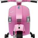 Best Ride On Cars Vespa Scooter, 12V Battery Powered Ride On Car - Electric Scooter for Kids with Leather Seat, Real Lights & Sounds, USB/AUX/SD Slot, Ages 2-5 Years Old, Pink, Large New
