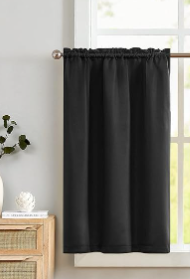 Black Small Window Tier Curtains - Thermal Insulated Tier curtain set Blackout Rod Pocket Valance Curtains Drapes Tier Curtain and Valance 30x35, Black