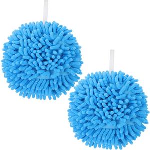 MAGICLULU 1Pcs Chenille Hand Towel with Hanging Loop Soft Absorbent Bathroom Kitchen Towels Quick Drying Fuzzy Ball Design for Versatile Use