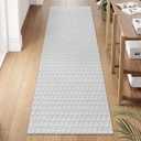 Collive Washable Hallway Runner Rug, Farmhouse Non Skid Kitchen Runner Rug 2x8 Boho Entryway Rugs, Grey Cotton Braided Modern Carpet Runners for Bedside Doorway Kitchen Floor