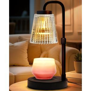 Adjustable Candle Warmer Lamp with Timer: Height Adjustable Birthday Gift for Women for Scented Jar Candles - Safe, Flameless Lighting and Fragrance Warmer for Home Office Decor (Clear)