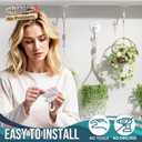TAILI Adhesive Ceiling Hooks for Hanging Plants, Heavy Duty No-Drill Removable Sticky Wall Hooks Hanging Christmas Lights Garland Coat for Door Kitchen, Renter Friendly - 4 Pack White