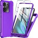 BLU View 5 Phone Case with Tempered Glass Screen Protector,Slim Soft Silicone Full-Body Protective Case for BLU View 5 (Purple)
