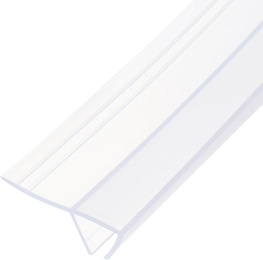 Shower Door Side Seal, WidenF-Type Shower Door Sweep for 3/8" Glass 130" Long Silicone Frameless Glass Door Seal Strip, Stop Shower Leaks, Clear