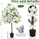 Thiccywoov 1 Pcs 4ft Artificial White Dogwood Tree with Nursery Pot - Faux Dogwood Flowers Blossom for Indoor, Outdoor, Home Decor - Silk Potted Tree for Front Porch, Garden, Wedding Party