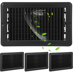 Fumete 4 Pcs 6 x 10'' Black Floor Vent Covers Heavy Duty Floor Register Metal Heat Vent Covers with Rust Proof Finish for Home Heater