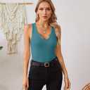 VICHYIE Tank Tops for Women Summer Sleeveless Shirts V Neck Ribbed Slim Fitted Tops Cami Blouses (M)