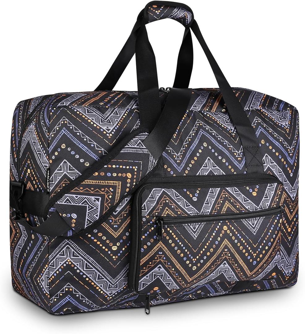 F.FETIVIN Weekender Bag Carry On Travel Duffle Medium Overnight Bag for Women (Wavy Stripes)