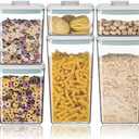 Ankou Airtight Food Storage Container Sets with Lids 6Pcs Pop Containers for Kitchen Pantry Organization BPA-Free Stackable Kitchen Storage Containers for Cereal Flour Sugar (0.5, 1.2, 1.8qt)*2