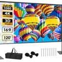 Outdoor Projector Screen with Stand, 120 inch Portable Projection kit 16:9 4K HD WrinkleFree Indoor Outdoor Movie Screen with Carry Bag for Home Theater and Backyard Movie Night