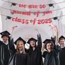 3pcs 2025 Graduation Banner, Glitter Graduation Decorations We Are So Proud of You Class of 2025 Congrats Grad Sign Garland Backdrop for High School College Party Supplies (Red)