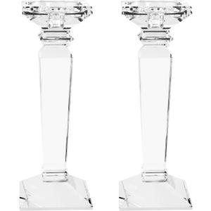 Crystal Candlestick Holders 2 Pack- Clear Crystal Taper/Pillar Candles Holder Table Centerpieces for Party and Wedding Decoration(10.6in Tall)