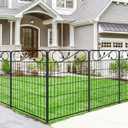 Decorative Black Garden Fence 36in(H) X18.6ft(L) 8 Panels Leaf Metal Wire Border Fence for Landscape Patio Flower Bed Garden Fencing for Yard Panel Animal Barrier for Dogs