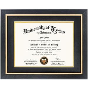 GMFrames 19x16 Wood Diploma Frame,Tempered Glass,Rustic Black Finish with Gold Trim
