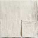 Meracorallo Muslin Swaddle Blanket, 100% Cotton Receiving Blanket Soft and Breathable Swaddle Wrap for Baby Boys and Girls, Cream