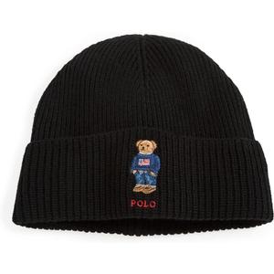POLO RALPH LAUREN Men's Solid Denim Bear Beanie (Black)