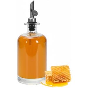 Yomjar 18 Oz Honey Dispenser Jars,Glass Maple Coffee Syrup Dispenser Salad Dressing Bottles for Coffee Bar,No Drip Honey Pot,Sugar Dispenser with Pour Spout,Olive Oil and Vinegar Bottles for Kitchen