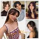 Hairro Human Hair Toppers For Women No Bang Middle Part Side Bangs Hair Clip Wispy Thin Short Wiglet Hairpieces 11 Inches 14g #02 Dark Brown