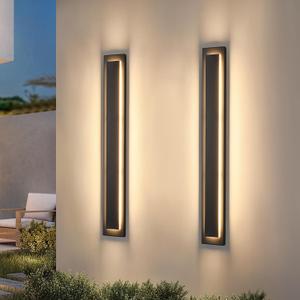 . Long Outdoor LED Wall Lights, Modern Exterior Garage Wall Light,Outside Light Fixtures For House,Patio,Front Porch,36W Black Outdoor Wall Sconce Waterproof 2 Pack,3000K Warm White, 40 IN-2 PCS